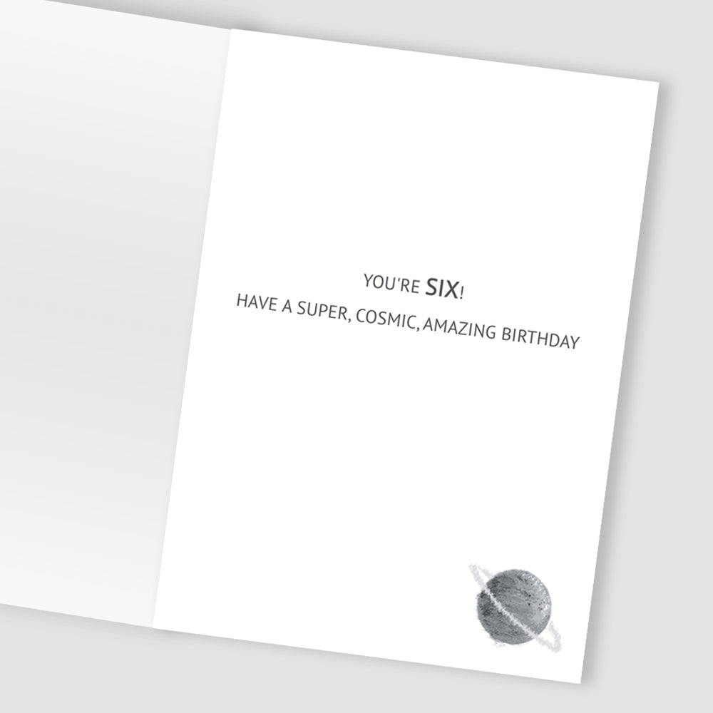 Boys 6th Birthday Space Planets Embellished Greeting Card
