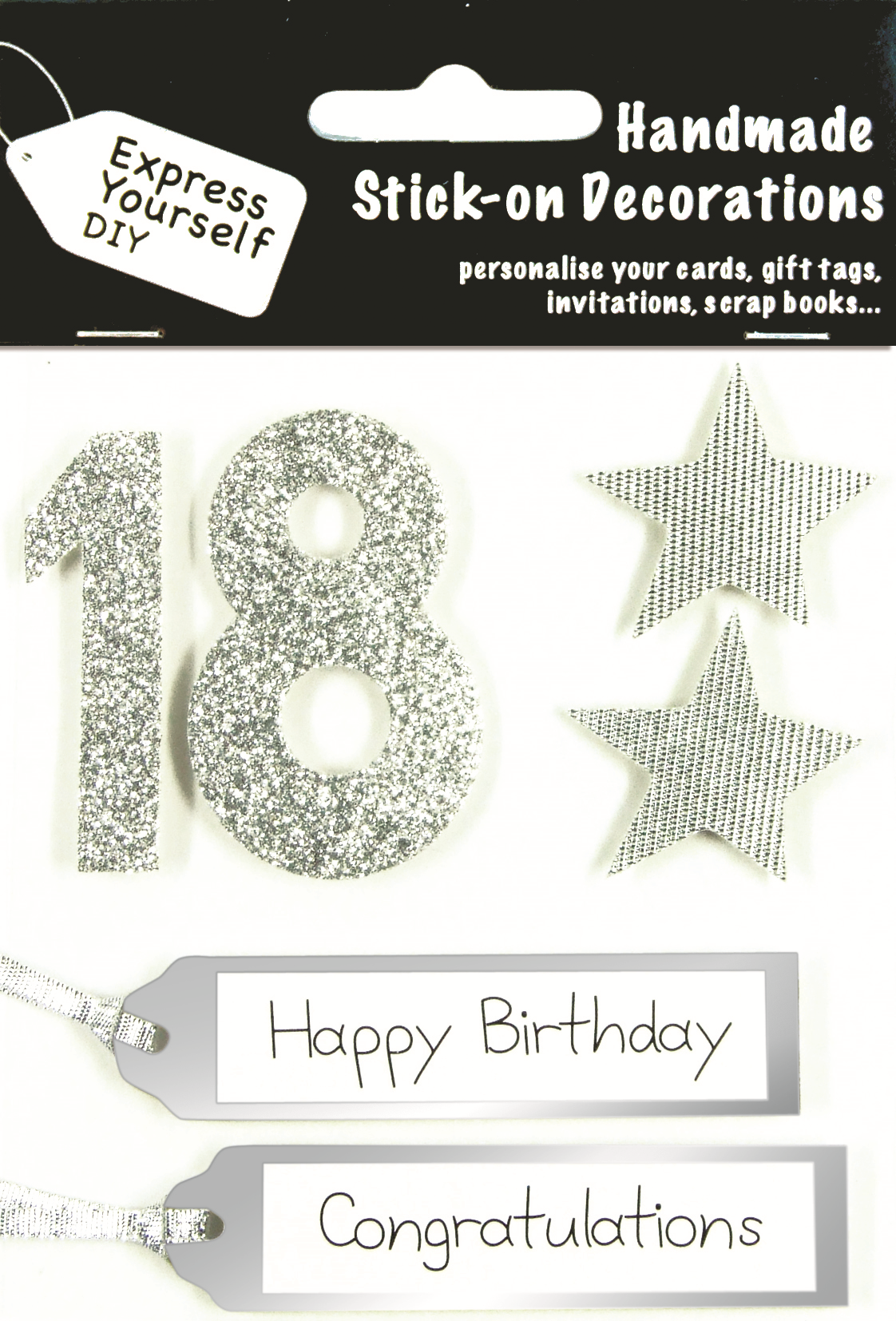 Silver 18th Birthday DIY Greeting Card Toppers