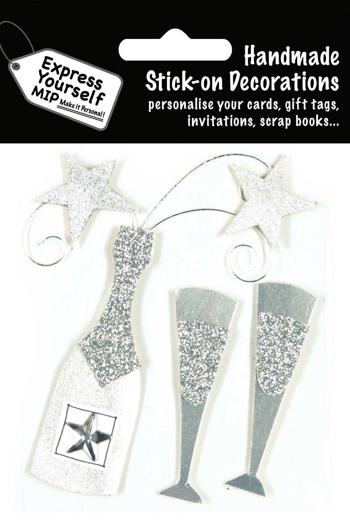 Silver Champagne Bottle DIY Greeting Card Toppers