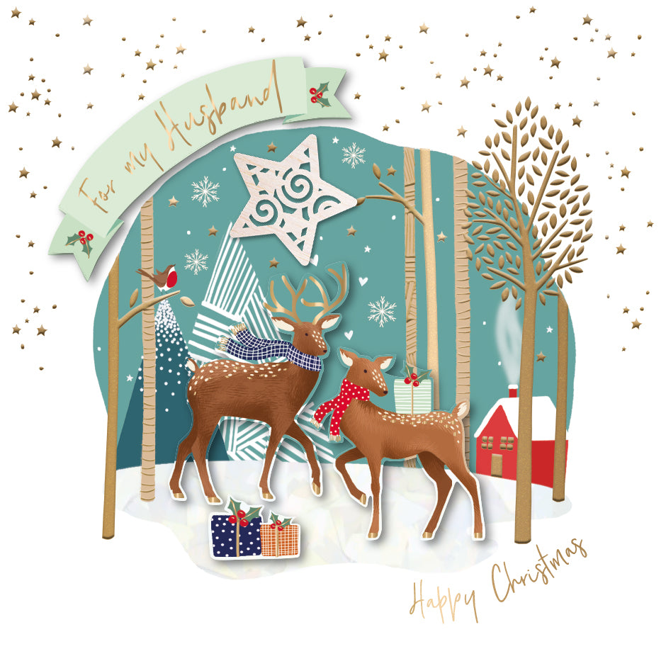 For My Husband Embellished Christmas Greeting Card