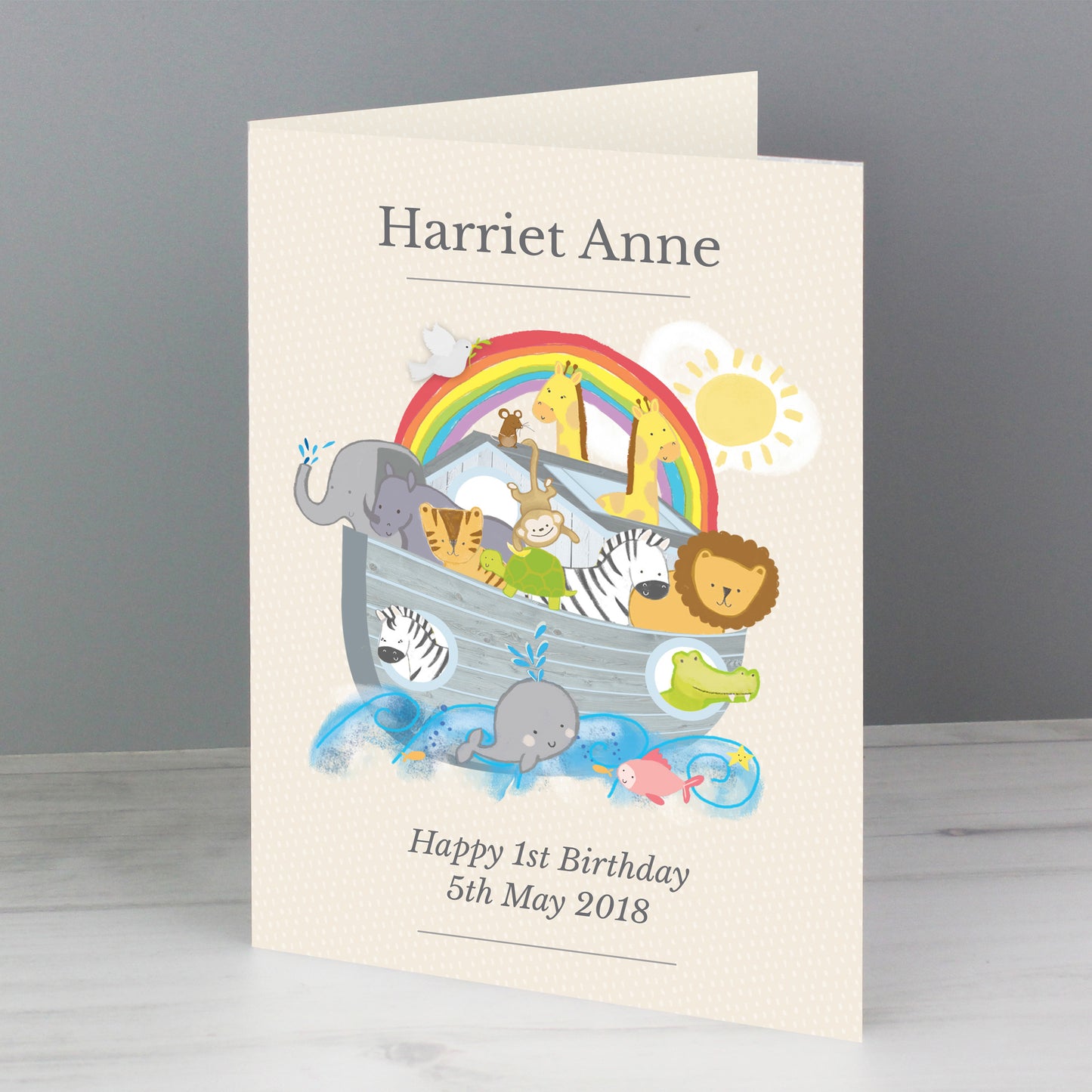 Personalised Noah's Ark Card Add Any Name - Personalise It!
