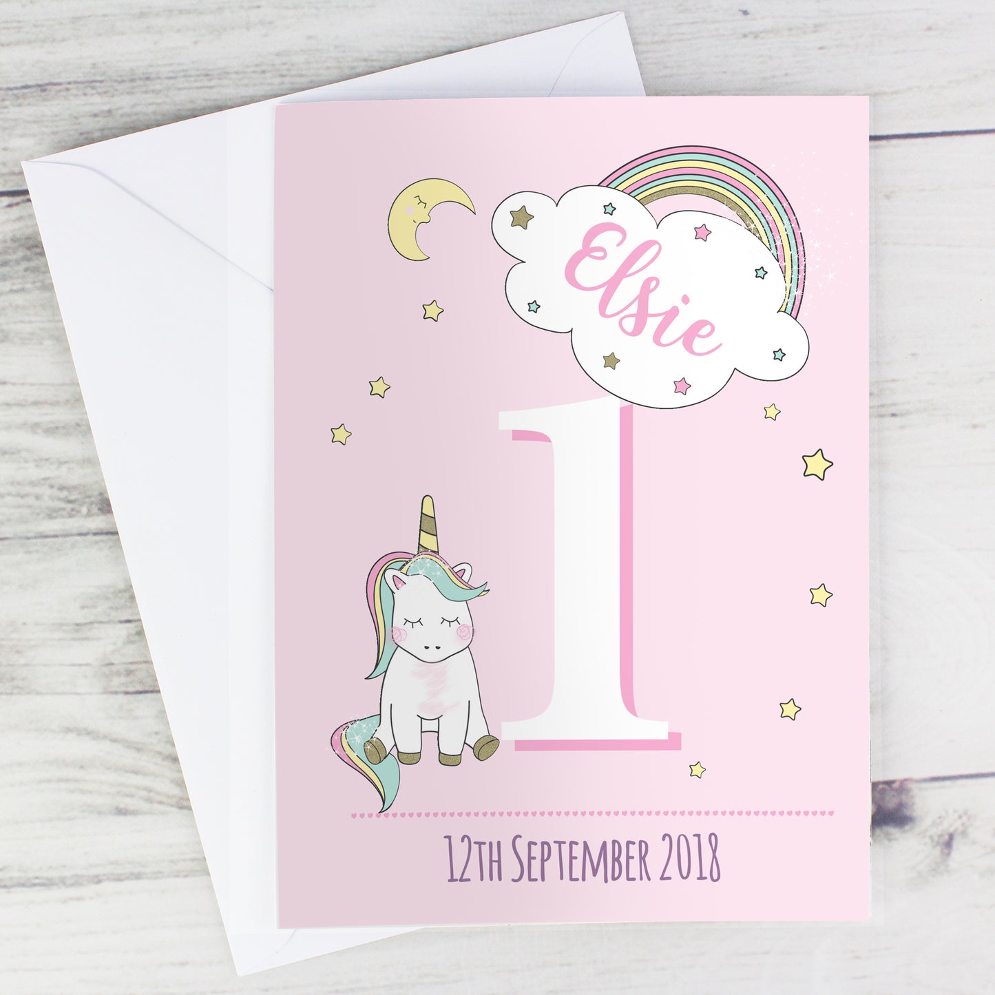 Personalised Baby Unicorn Birthday Age Card Add Any Age & Name - Personalise It!