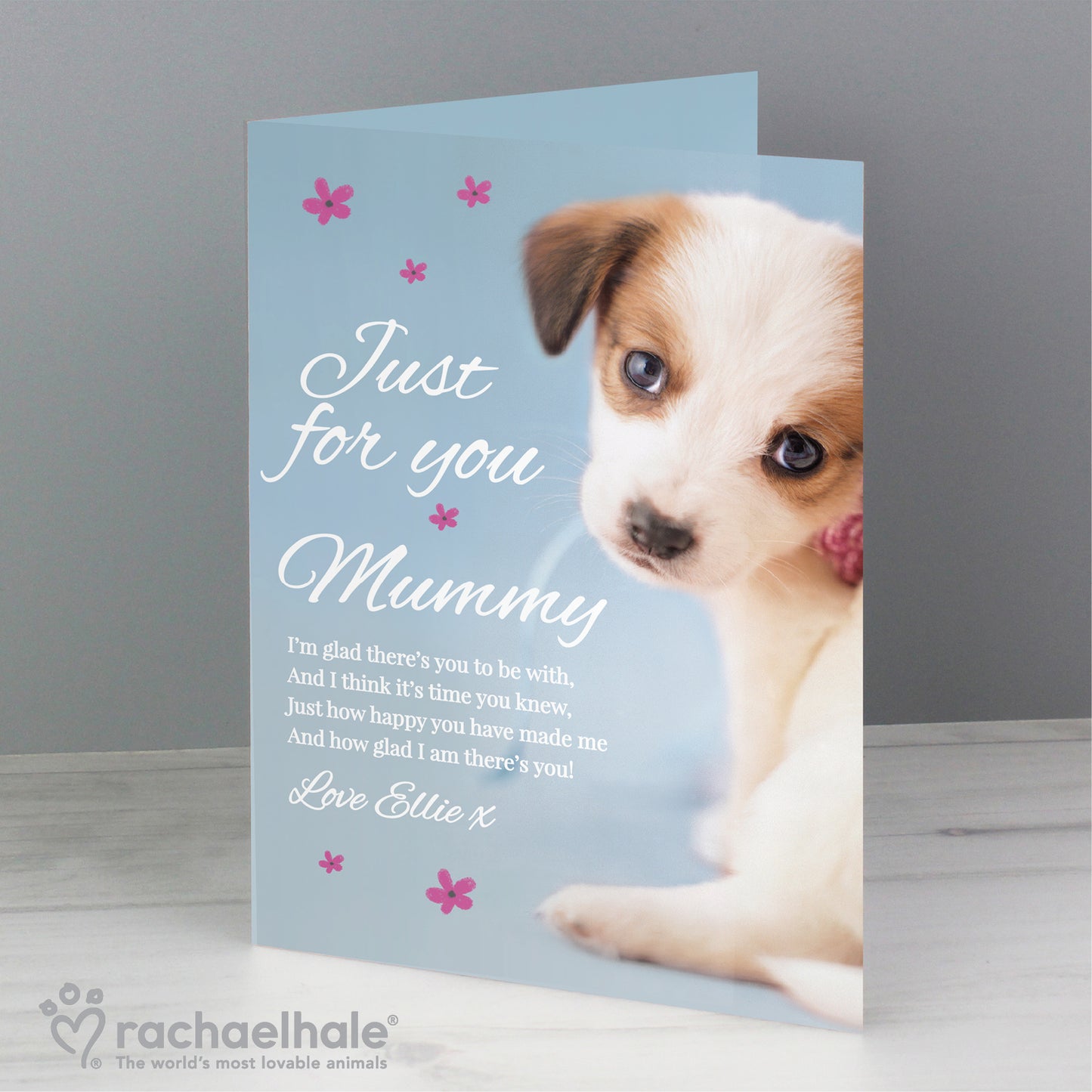 Personalised Rachael Hale 'Just for You' Puppy Card Add Any Name - Personalise It!