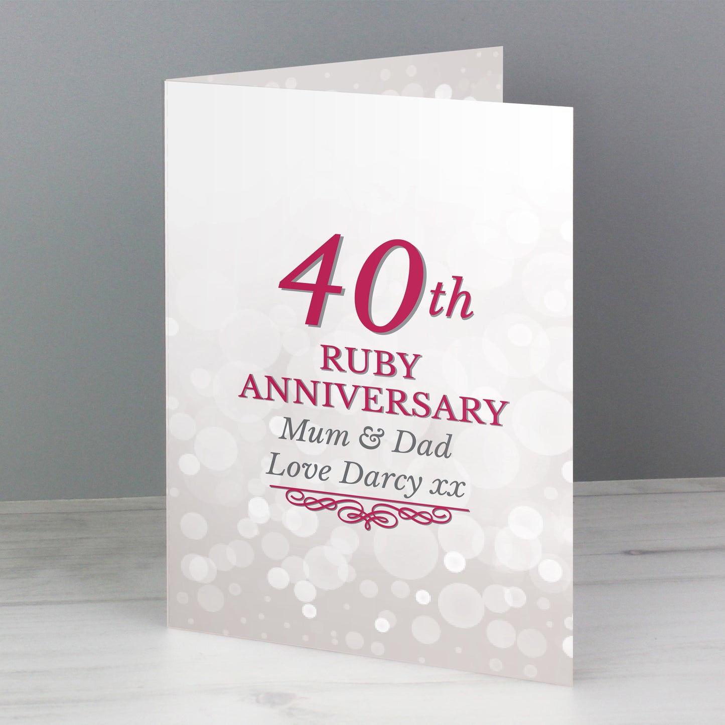 Personalised 40th Ruby Anniversary Card Add Any Name - Personalise It!