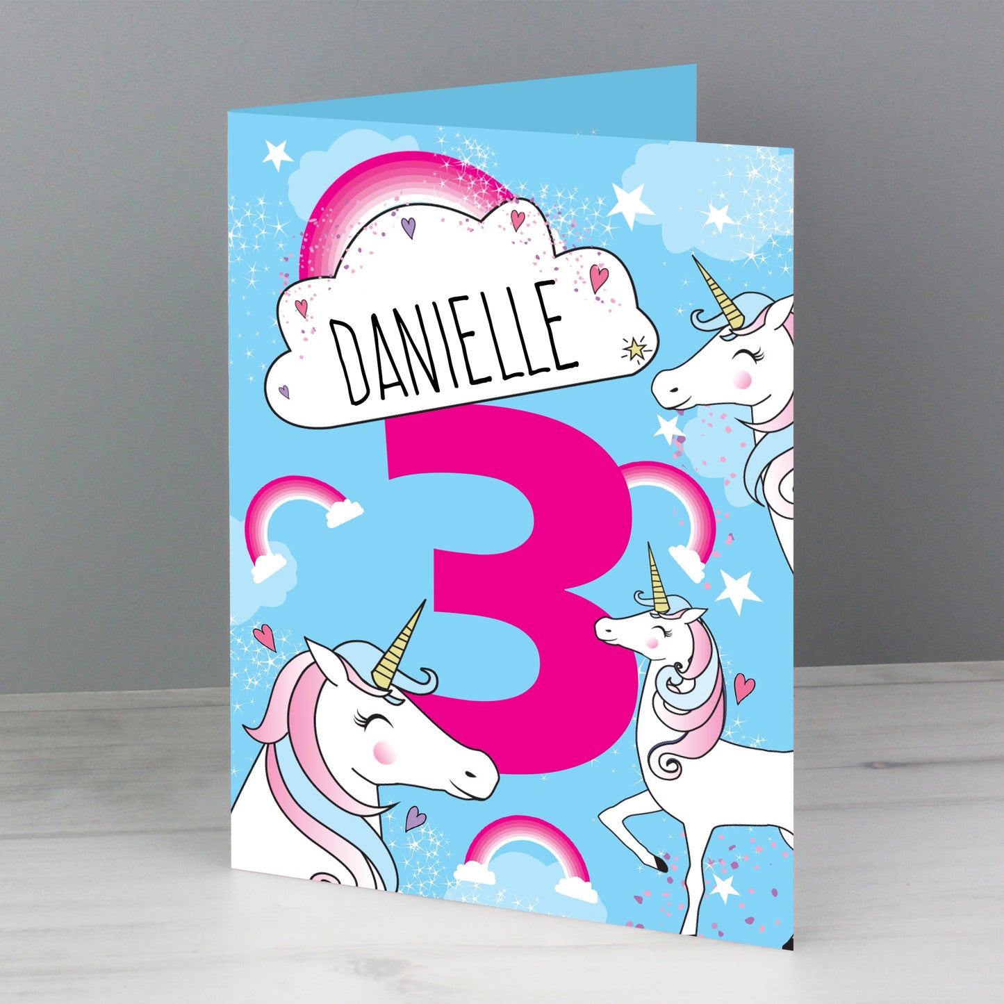 Personalised Unicorn Birthday Card Add Any Age & Name - Personalise It!