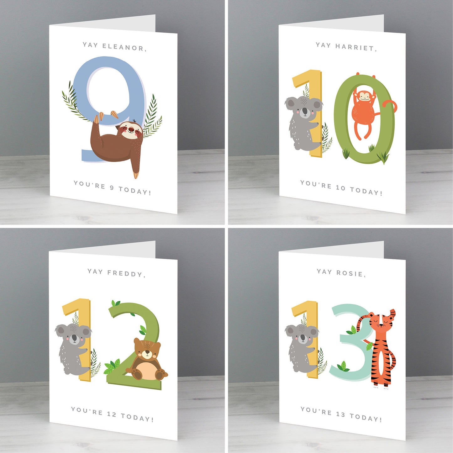 Personalised Animal Birthday Card Add Any Age & Name - Personalise It!