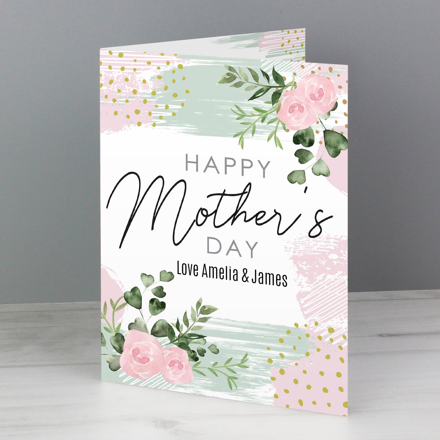 Personalised Happy Mothers Day Abstract Rose Card Add Any Name - Personalise It!