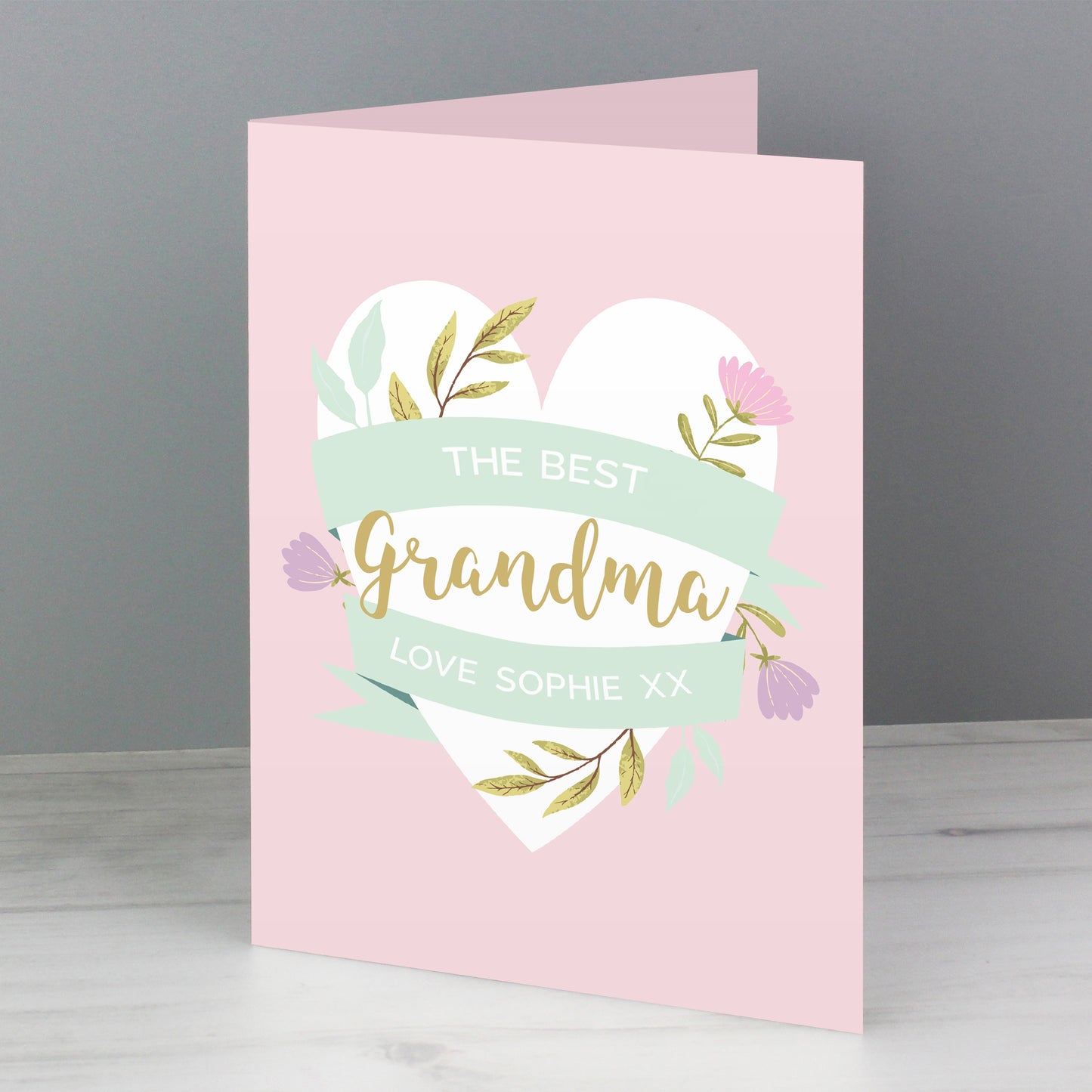 Personalised Floral Heart Card Add Any Name - Personalise It!