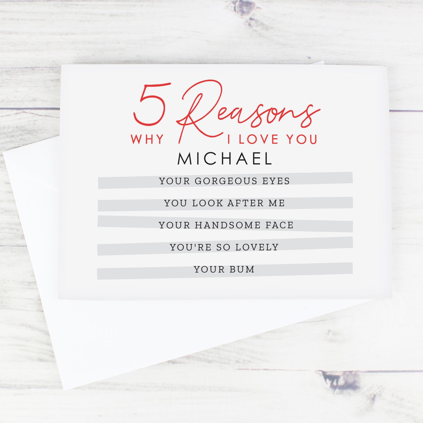 Personalised 5 Reasons Why Card Add Any Name - Personalise It!