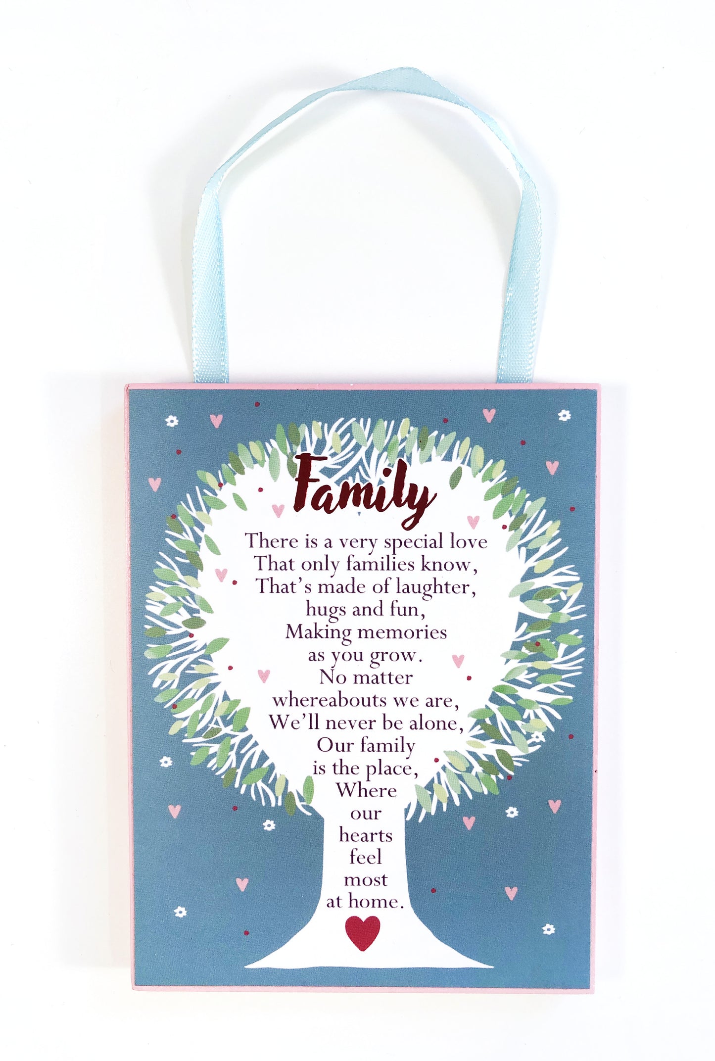 Family Hugs & Fun Heartwarmers Plaque With Ribbon