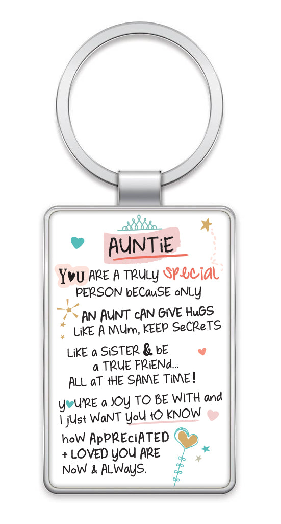 Special Auntie Inspired Words Metal Keyring