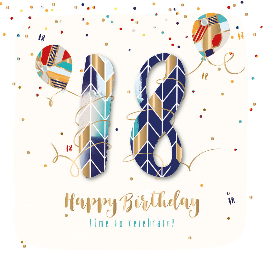 Male 18th Embellished Birthday Greeting Card