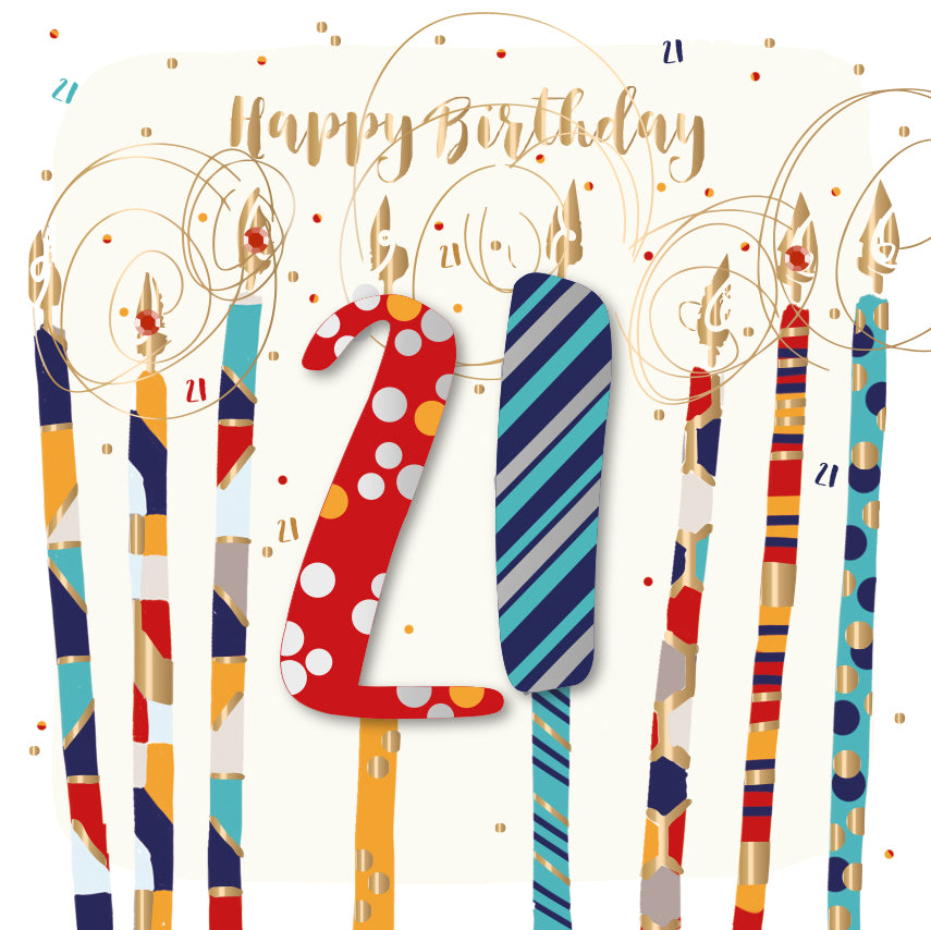Male 21st Embellished Birthday Greeting Card