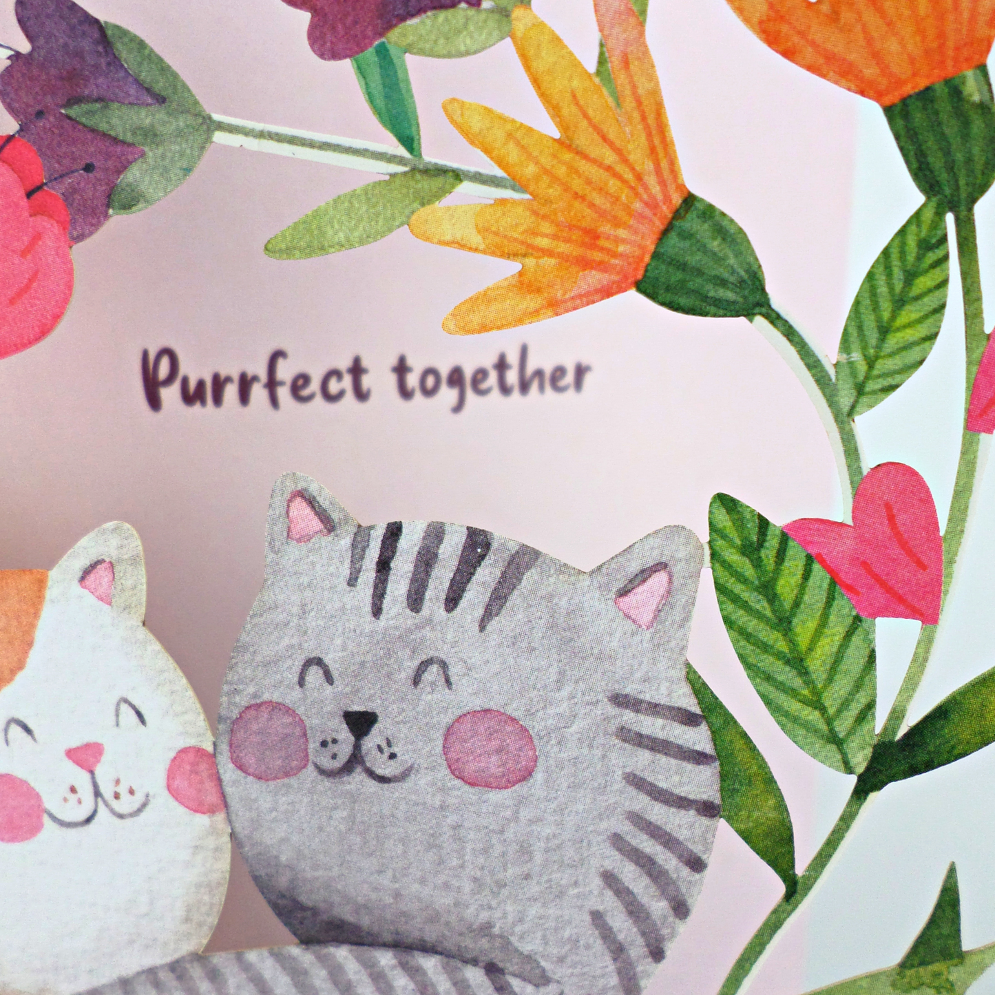 Paper Cut Art Purrfect Together Cats Romantic Greeting Card