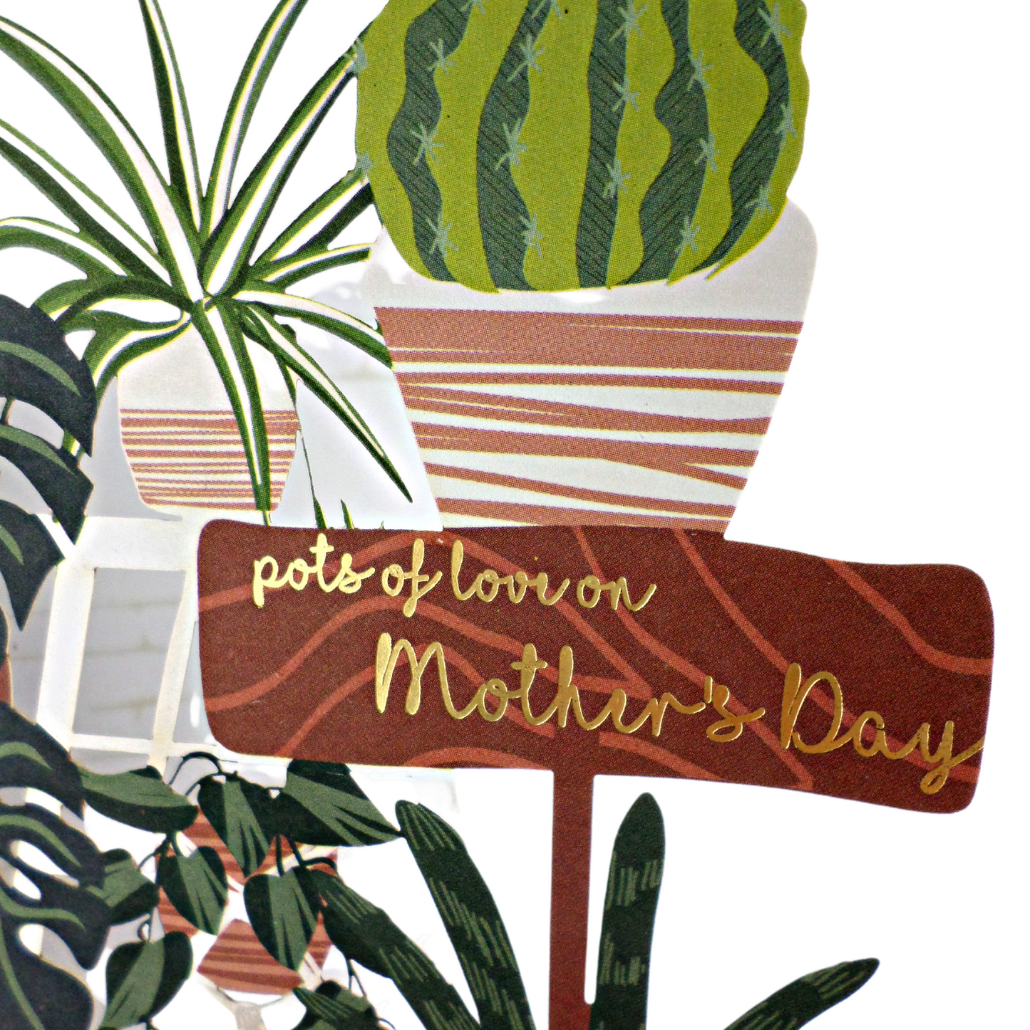 Paper Cut Art Pots Of Love On Mother's Day Greeting Card