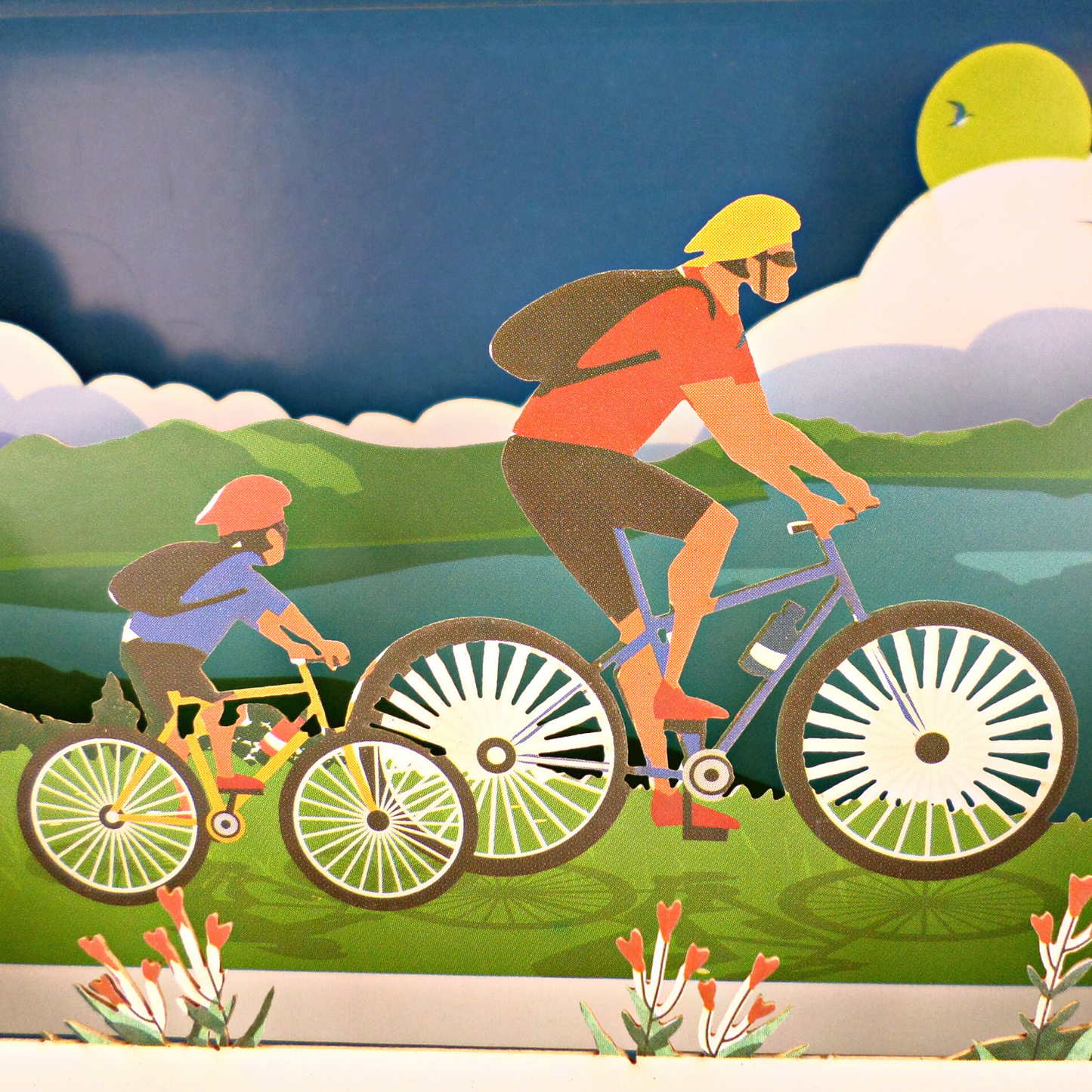 Message In A Bottle Biking Pop Up Any Occasion Greeting Card