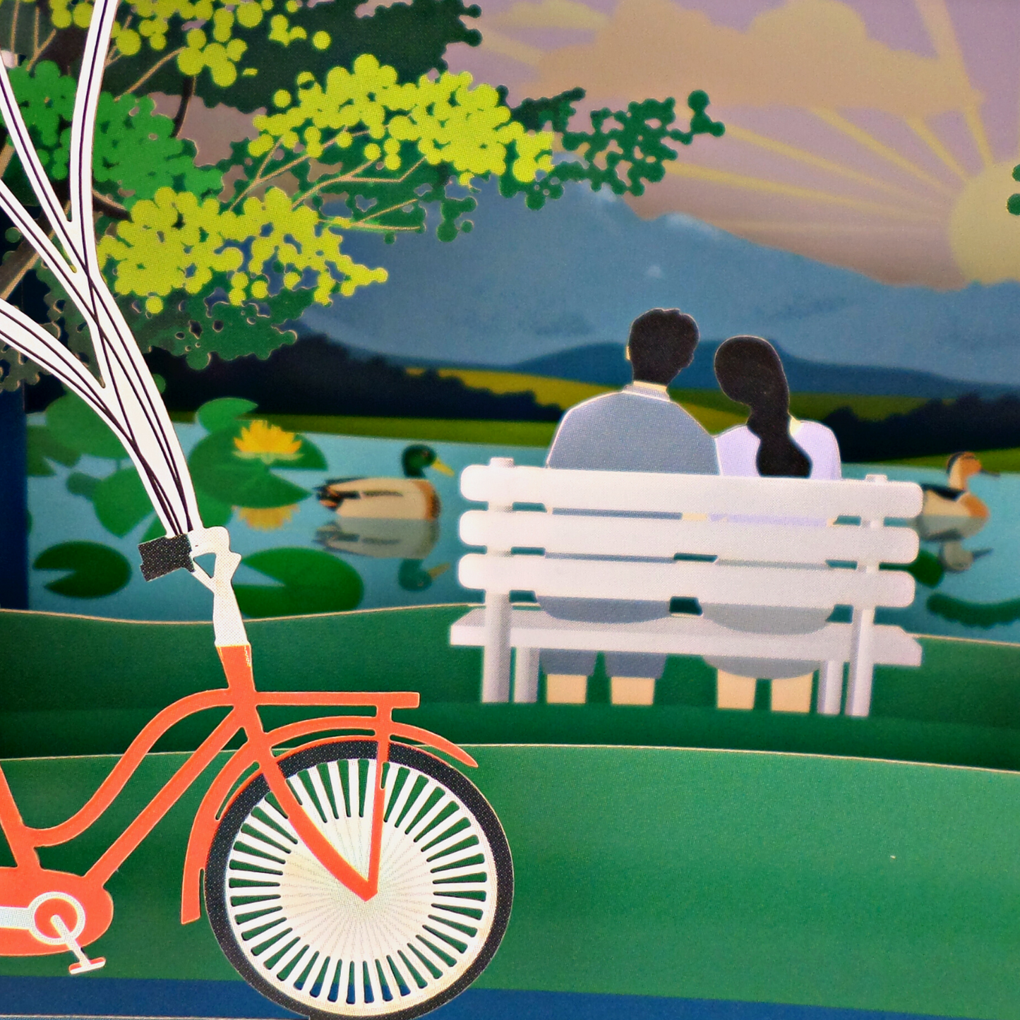 Message In A Bottle Park Bench Pop Up Any Occasion Greeting Card