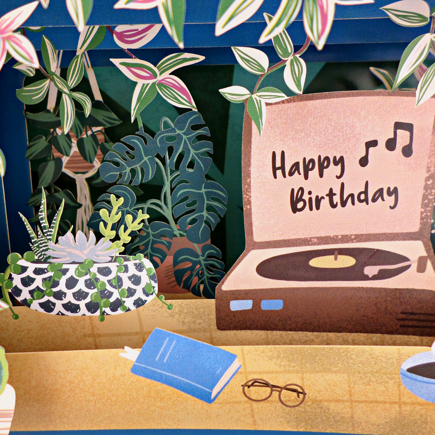 Message In A Bottle Record Player Pop Up Birthday Greeting Card