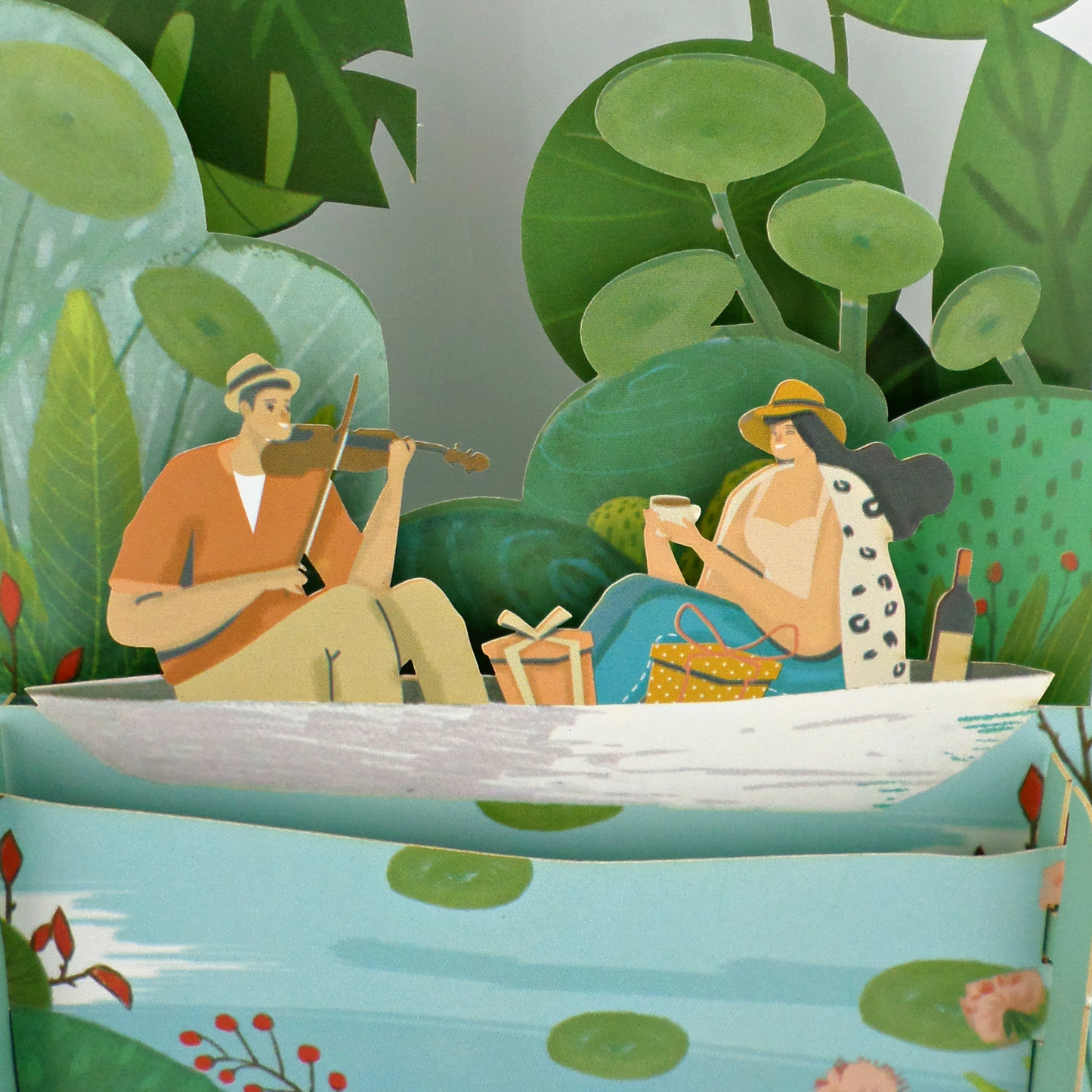 Romantic Couple In A Boat Any Occasion 3D Pop Up Greeting Card