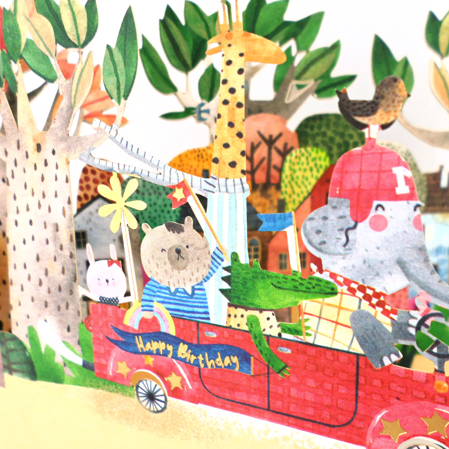 Animal Road Trip 3D Pop Up Birthday Card For Child