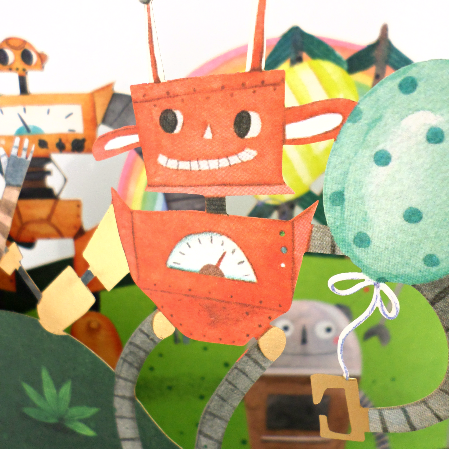 Happy Robots 3D Pop Up Birthday Card For Child