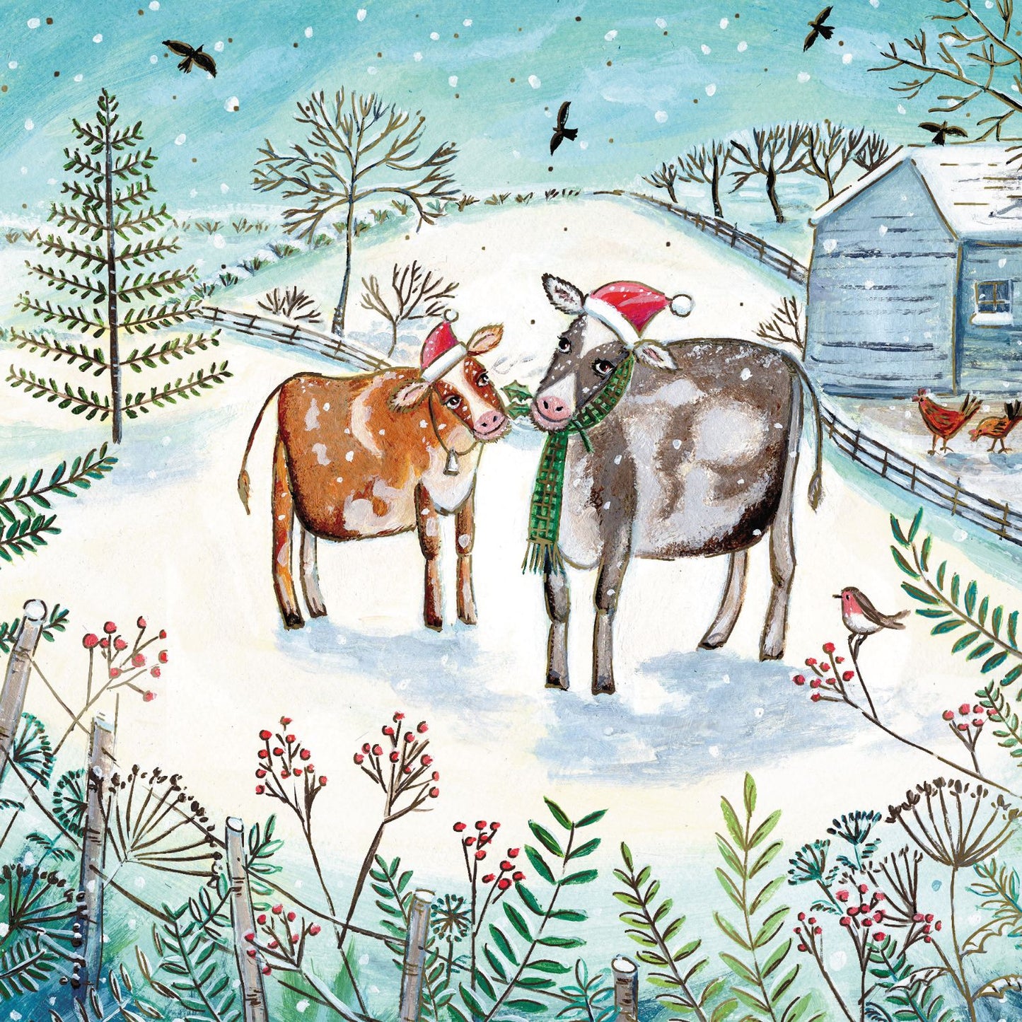 Box of 12 Almanac Farmyard Animals Christmas Cards In 3 Designs