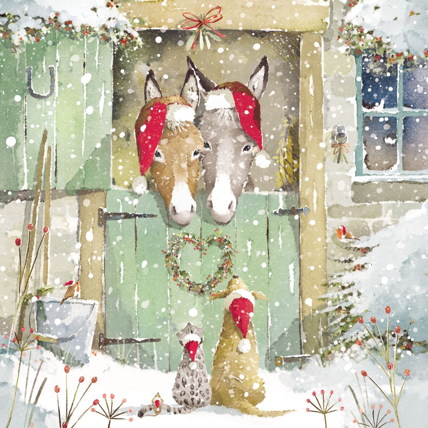 Box of 12 Paper House Festive Donkeys Christmas Cards In 3 Designs