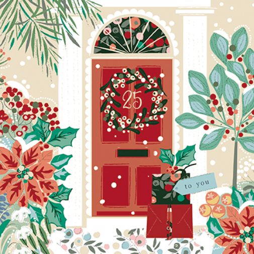Box of 18 Paper House Festive Xmas Post In 2 Designs Christmas Cards