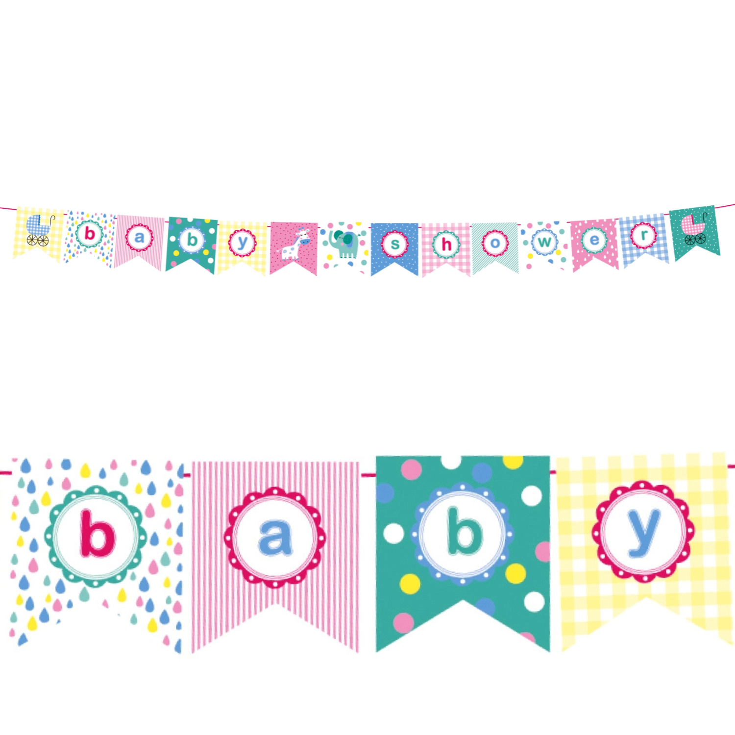 Baby Shower Flag Bunting Paper Board &amp; Varnished On String – Love Kate's