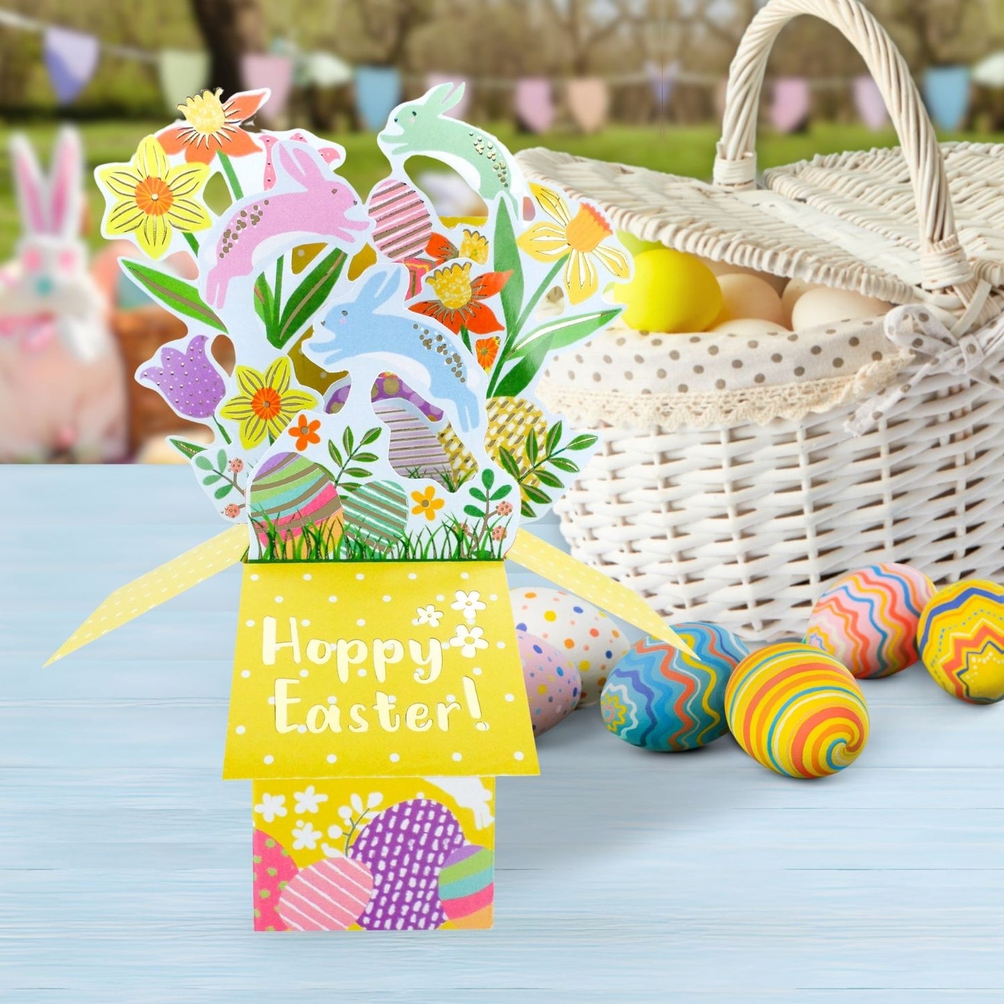 Clever Cube Happy Easter Hoppy Hares Pop Up Easter Greeting Card