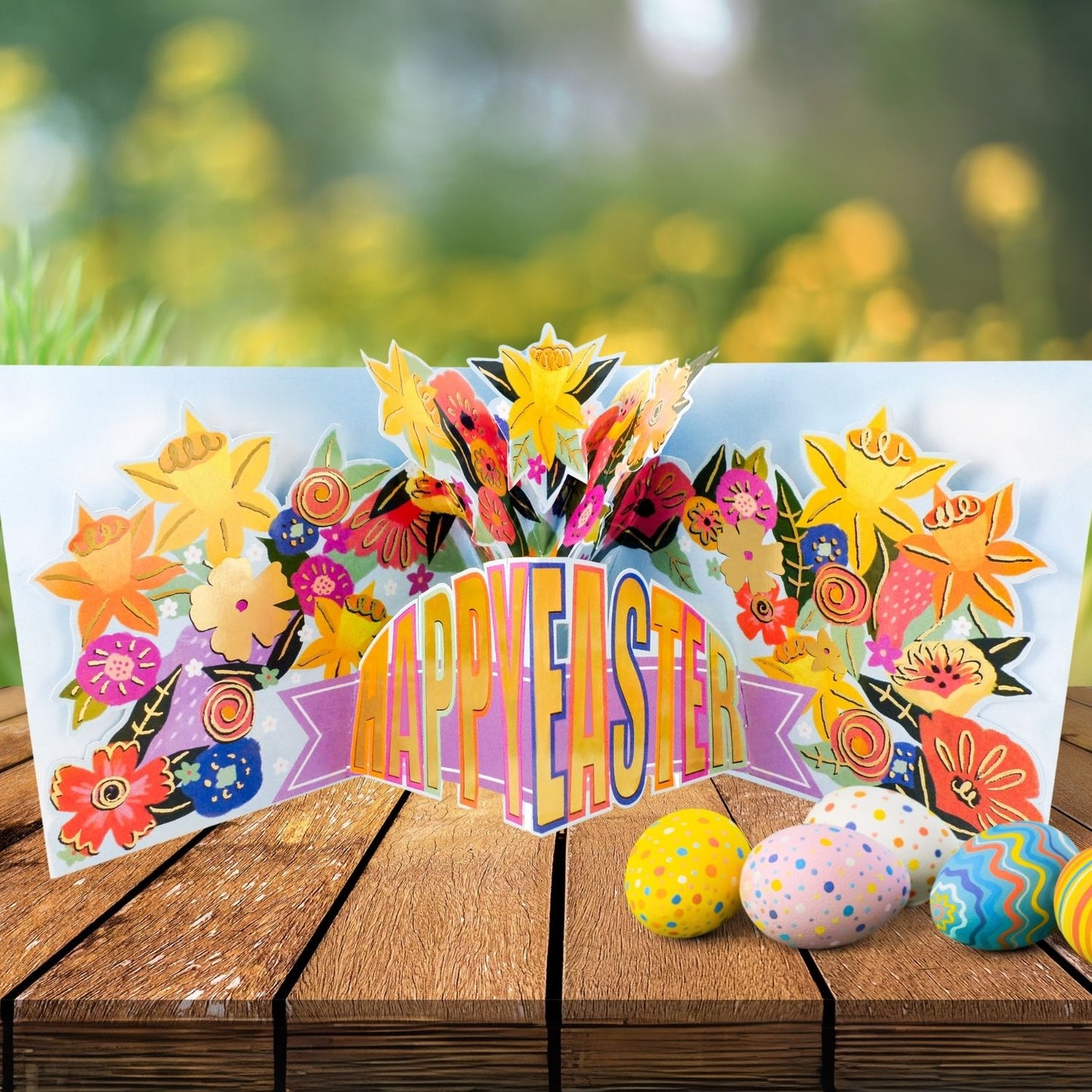 Spring Blessings Egg-Citing Blooms Pop Up Easter Greeting Card
