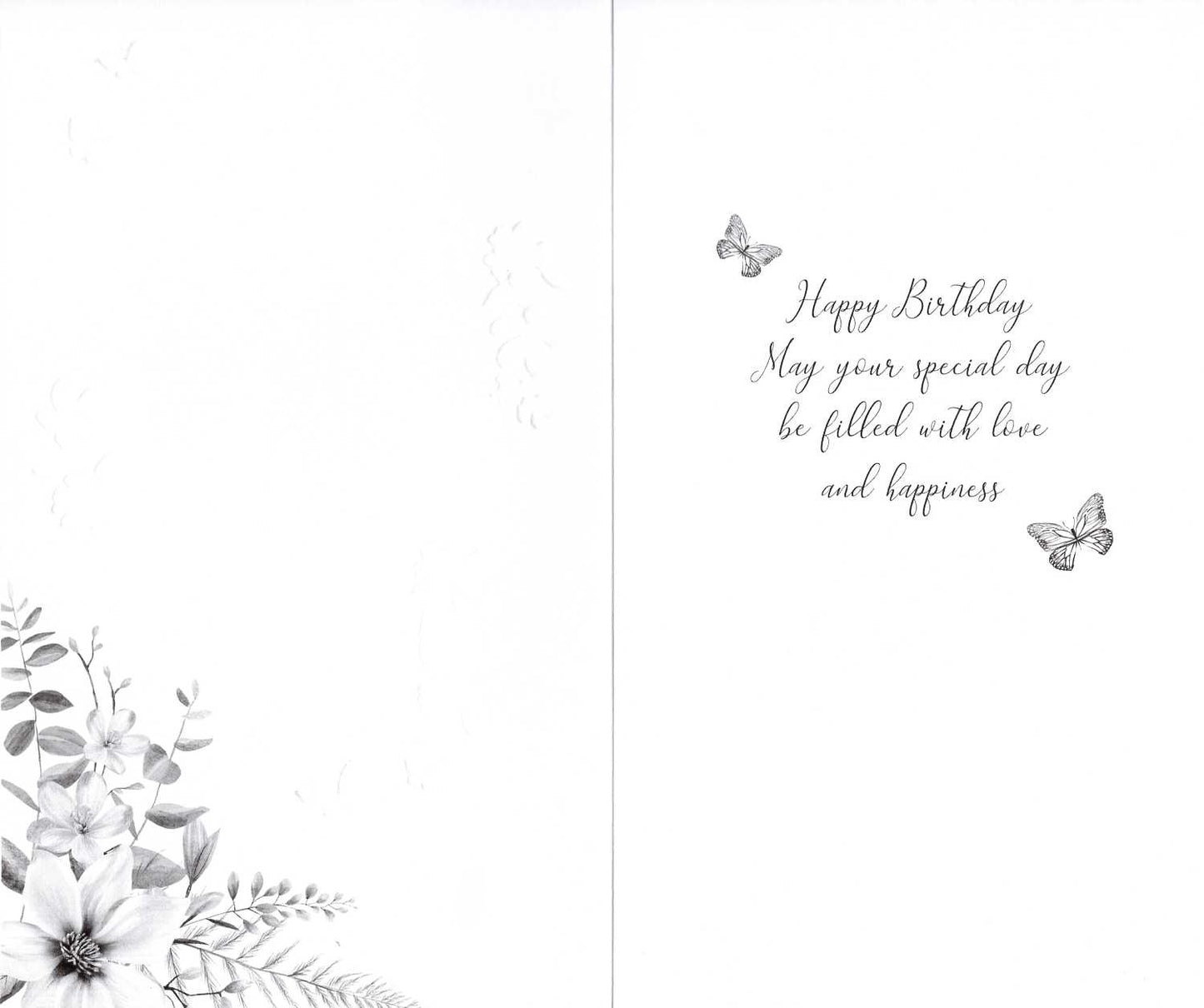 Female 90th Birthday Card Embellished Wreath Of Flowers Champagne Greeting Card