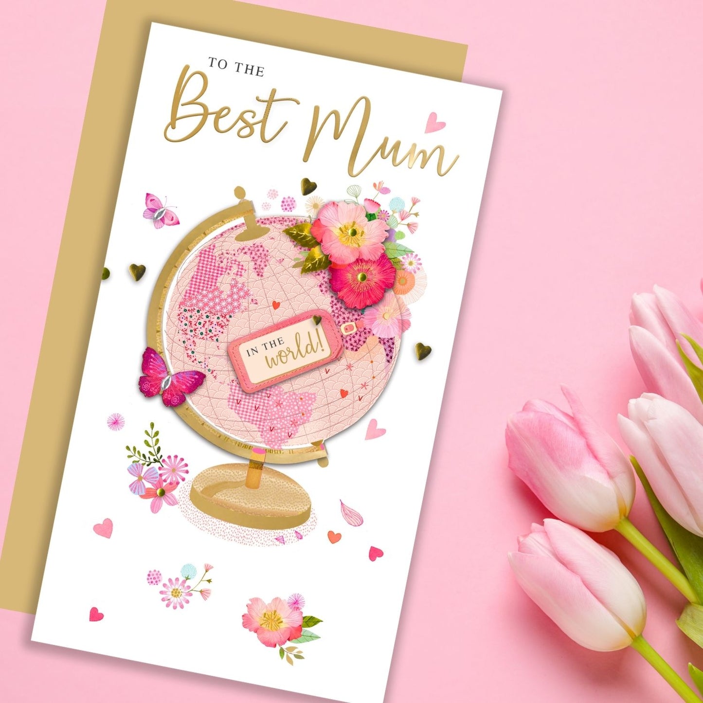 Best Mum Fluttery Floral Perfection! Mother's Day Hand-Finished Greeting Card