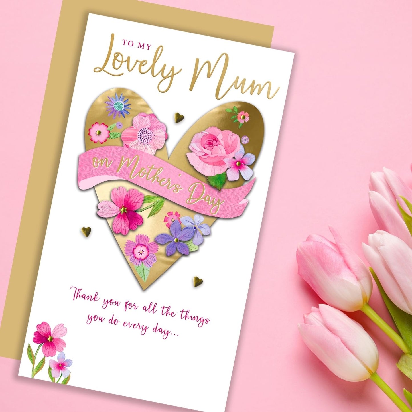 Thank You Mum Love In Bloom Mother's Day Hand-Finished Greeting Card