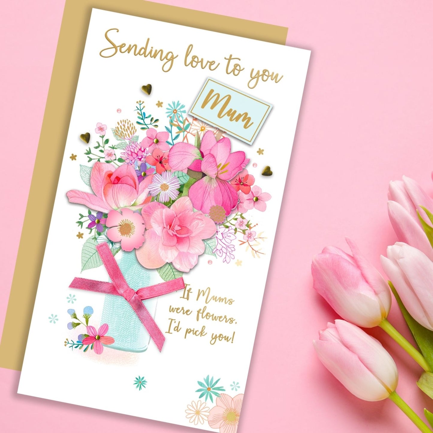 I'd Pick You Vase-Tastic Blooms! Mother's Day Hand-Finished Greeting Card