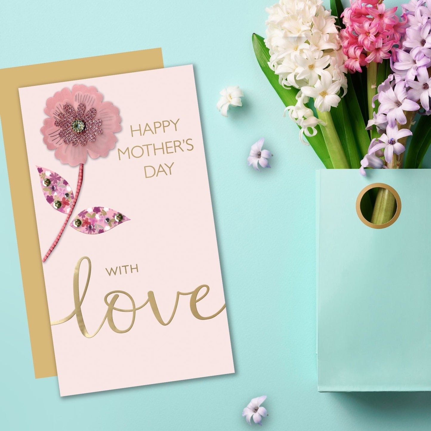 Happy Mother's Day Pretty In Pink Gems! Mother's Day Hand-Finished Greeting Card