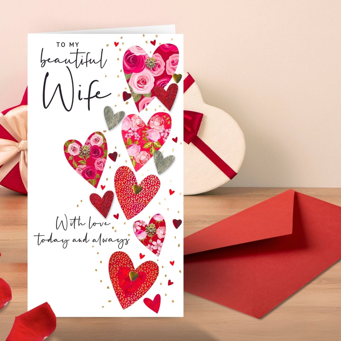 Beautiful Wife Bloomin' Love Fest! Valentines Day Hand-Finished Greeting Card