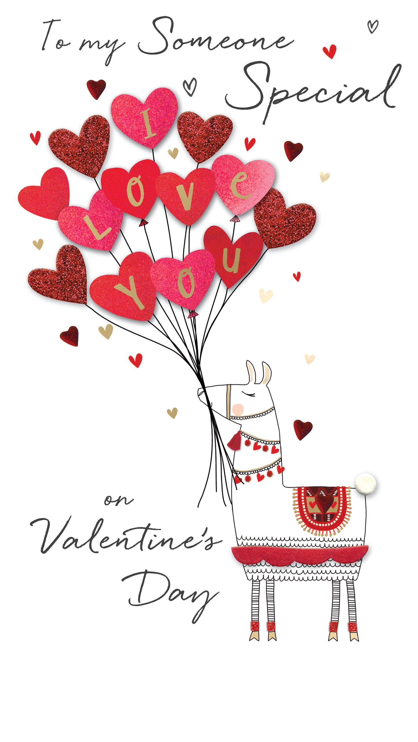 I Love You Lloveable Llama Love! Valentines Day Hand-Finished Greeting Card