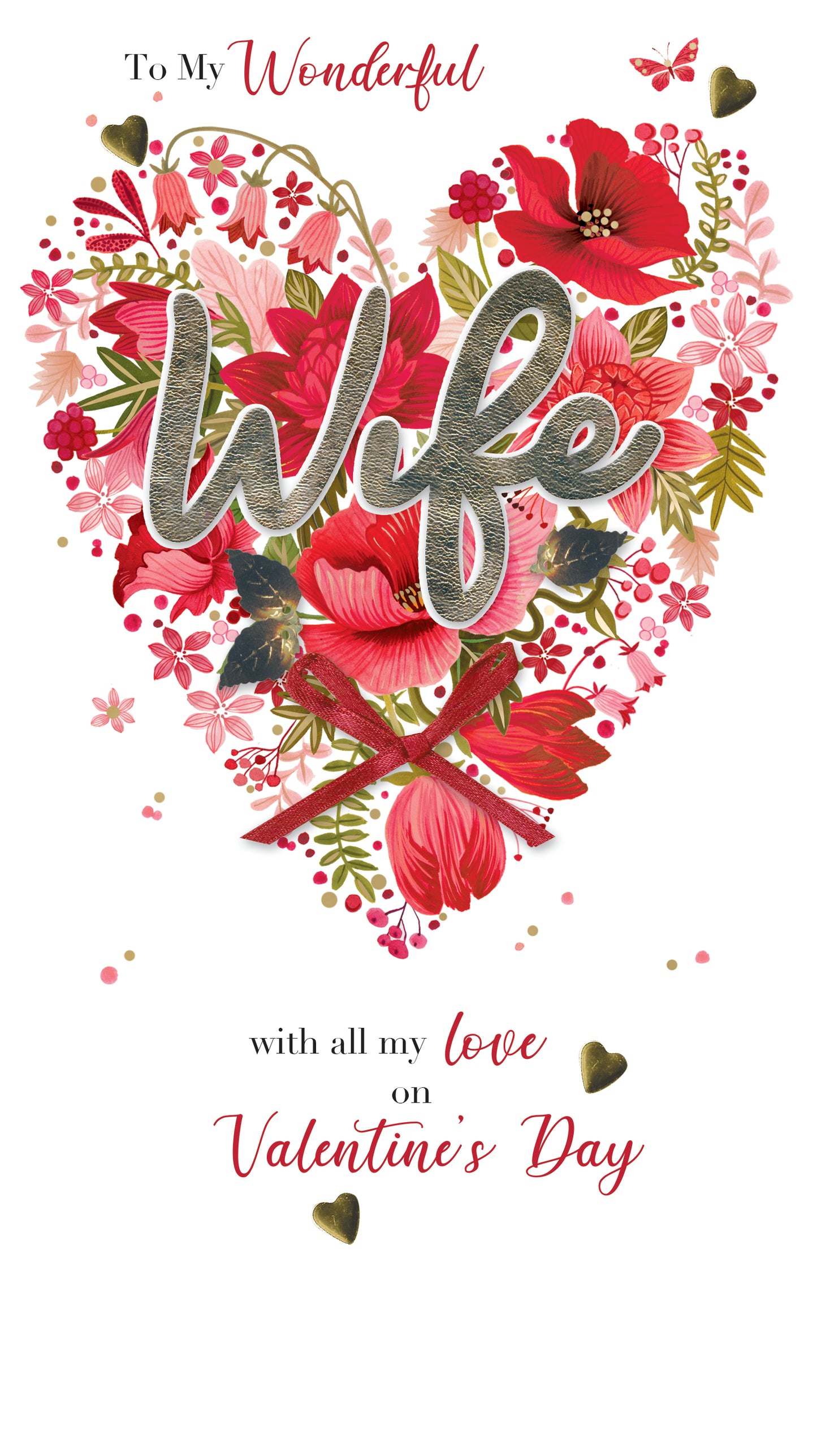 My Wonderful Wife Blooming With Love Valentines Day Hand-Finished Greeting Card