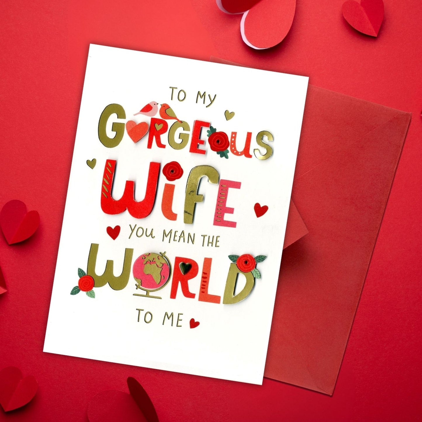 Gorgeous Wife Love In Bloom Valentines Day Hand-Finished Greeting Card