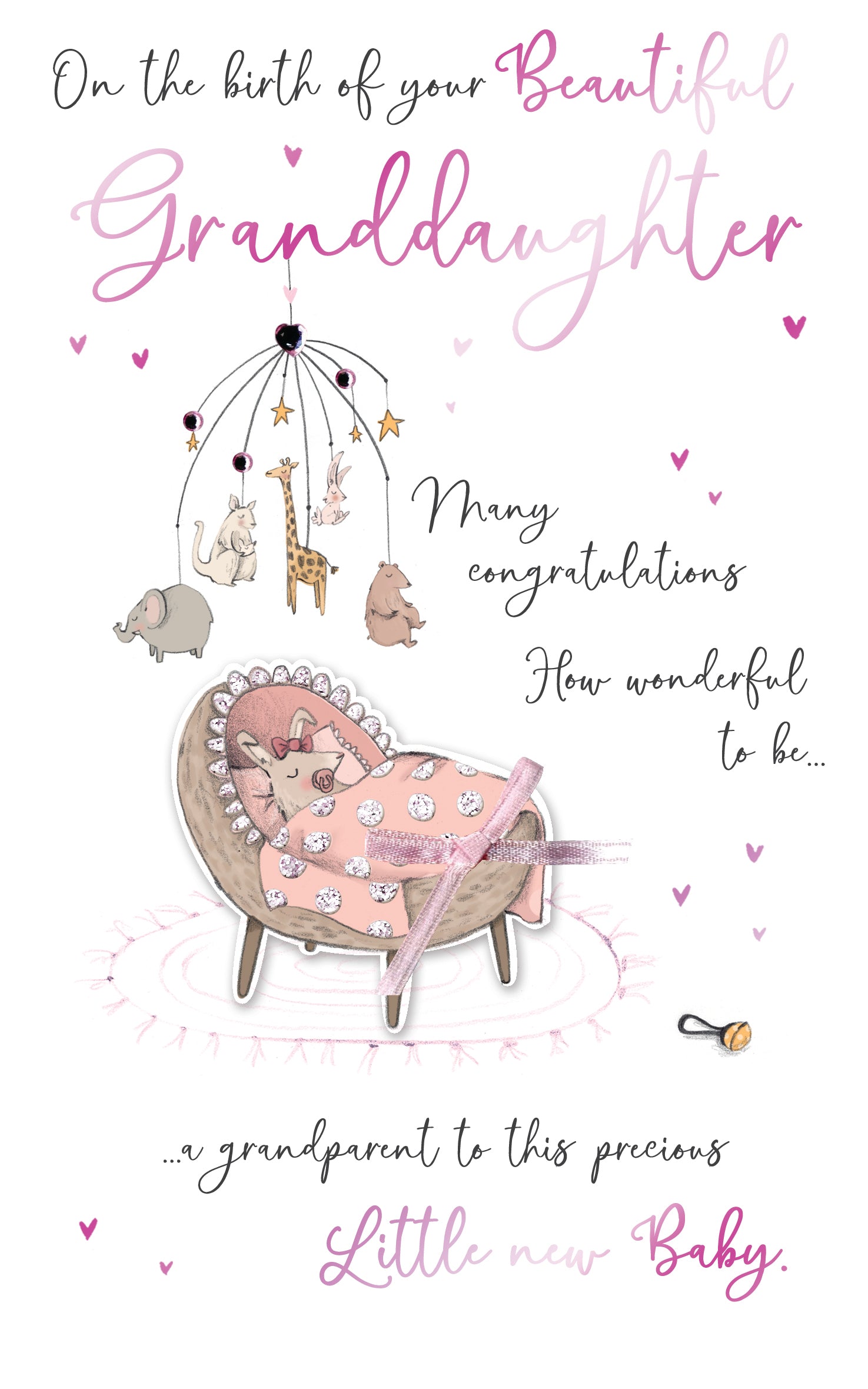 New Baby Granddaughter Embellished Baby Girl Greeting Card – Love