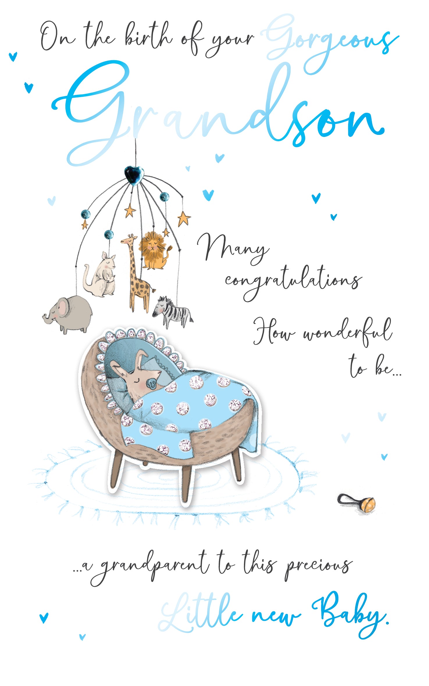 New Baby Grandson Embellished Baby Boy Greeting Card – Love Kate's