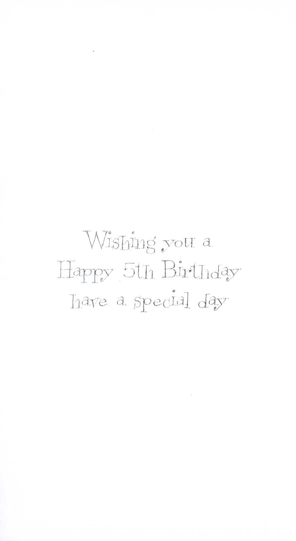 Girls 5th Birthday 5 Today Embellished Greeting Card