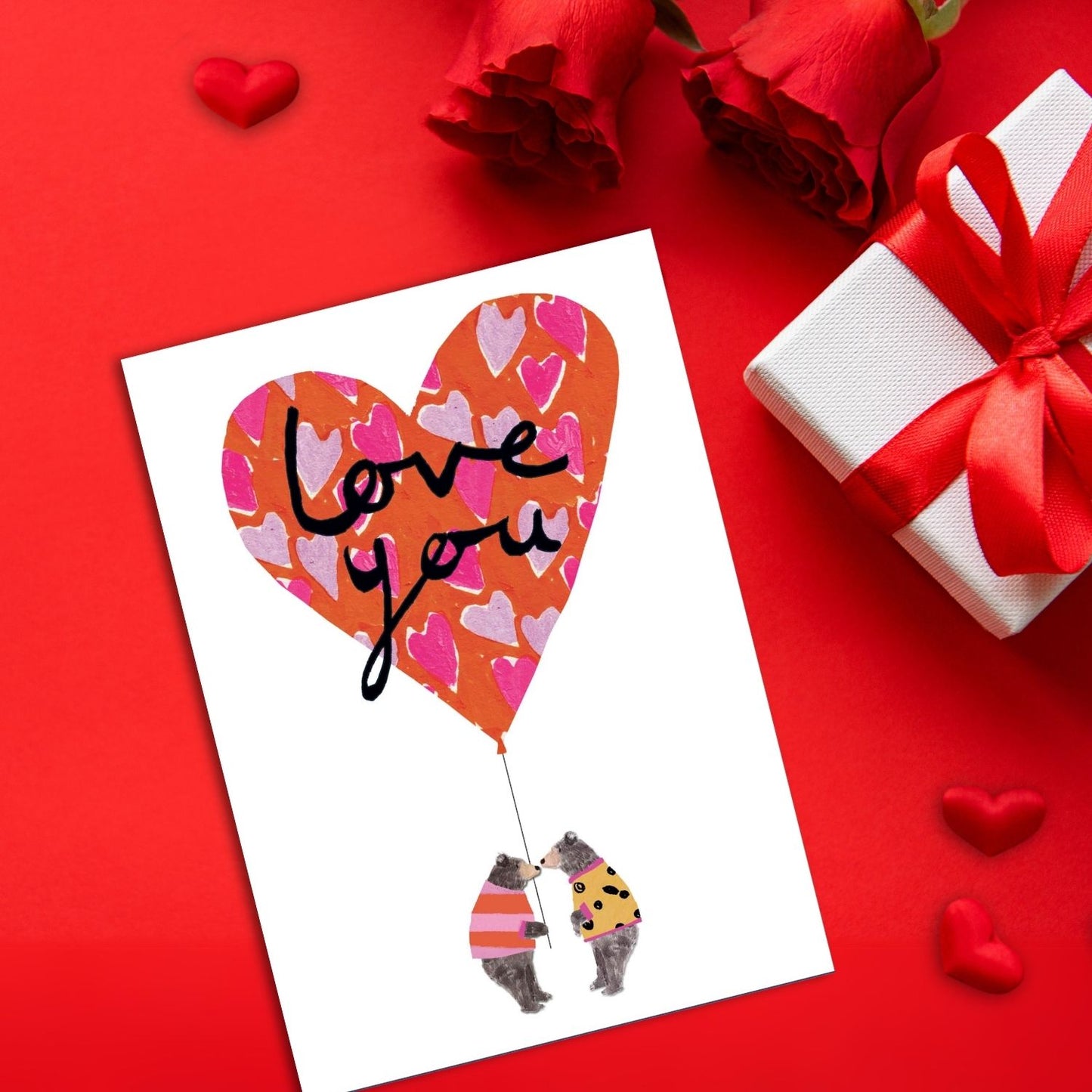 Love You Bear-Y In Love! Valentines Day Contemporary Greeting Card