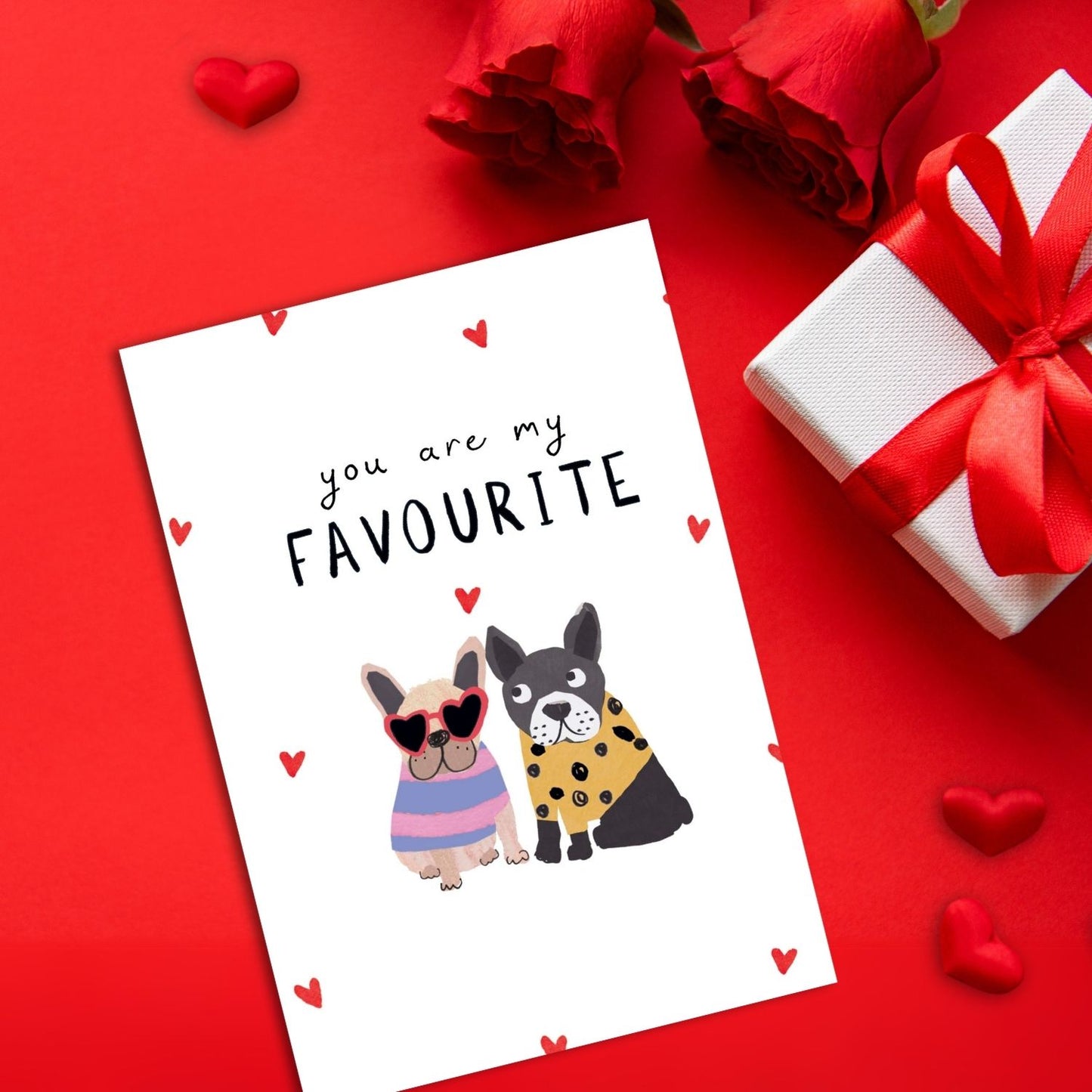 My Favourite Puppy Lovebirds Cuddle Valentines Day Contemporary Greeting Card