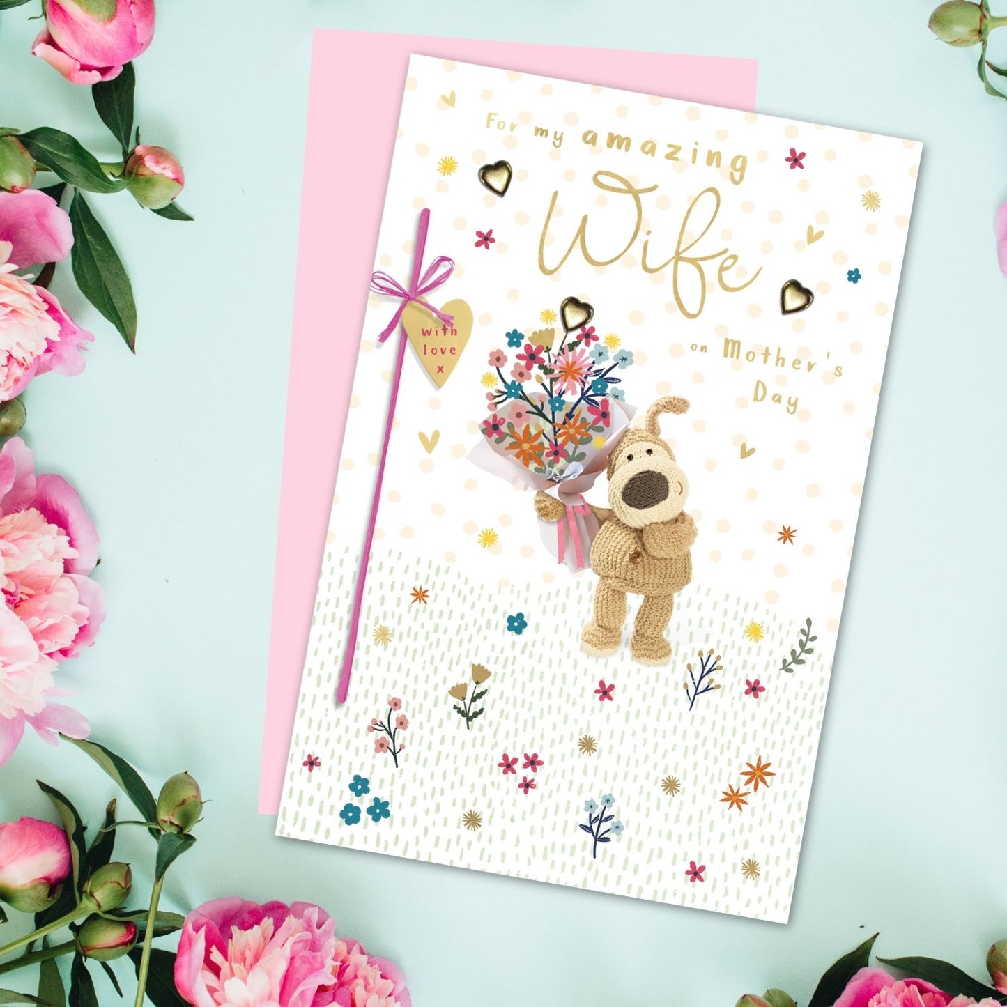 Boofle Amazing Wife Love Blooms Golden Cute Mother's Day Greeting Card