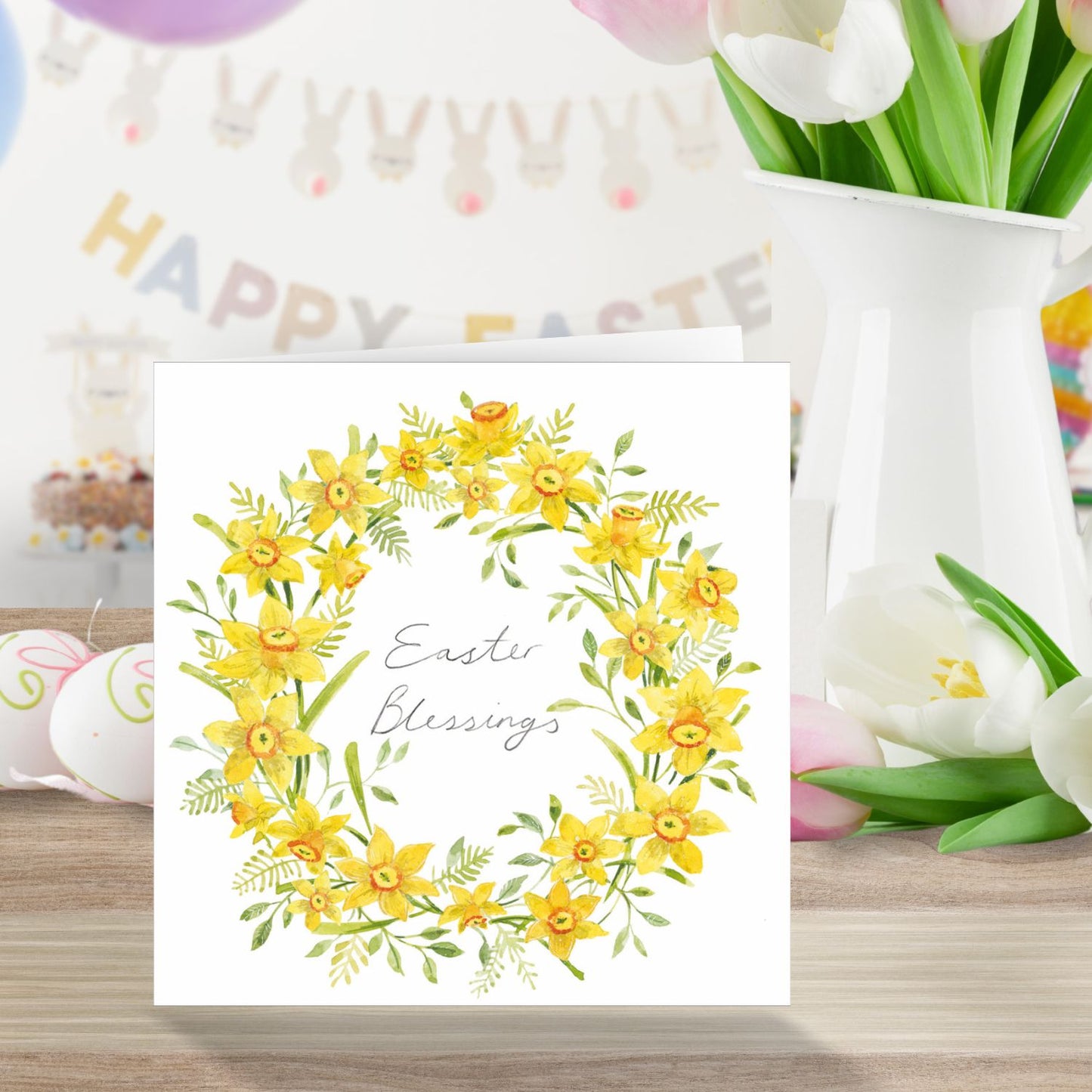Easter Blessings Daffo-Delightful Artistic Easter Greeting Card