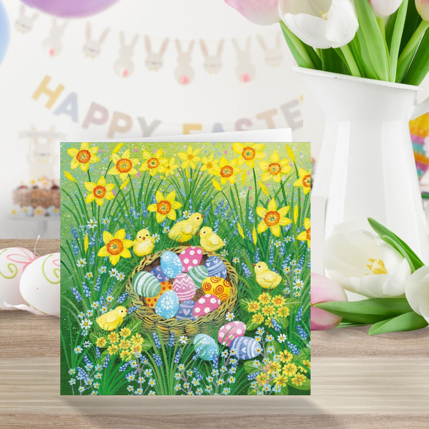 Easter Eggs Chick-Tastic Easter Basket Artistic Easter Greeting Card