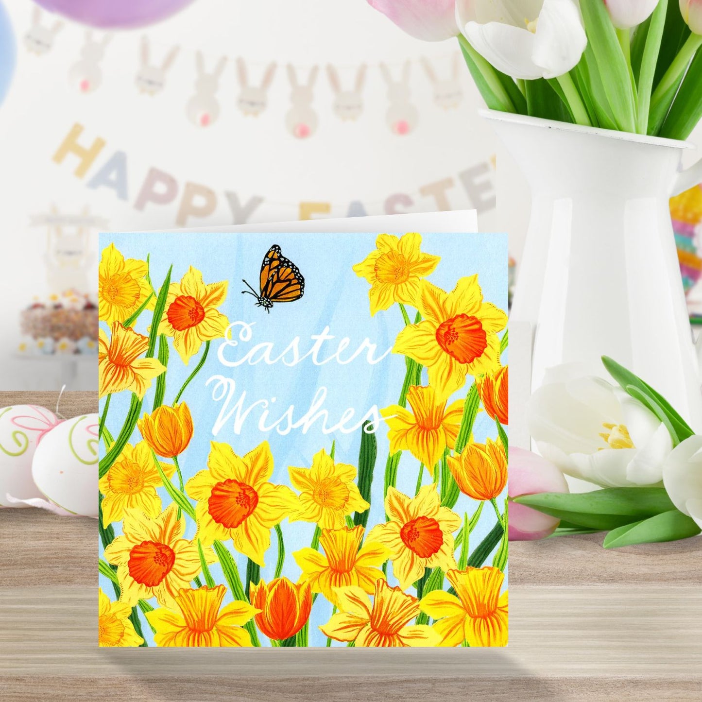 Easter Wishes Fluttering Spring Beauty Artistic Easter Greeting Card
