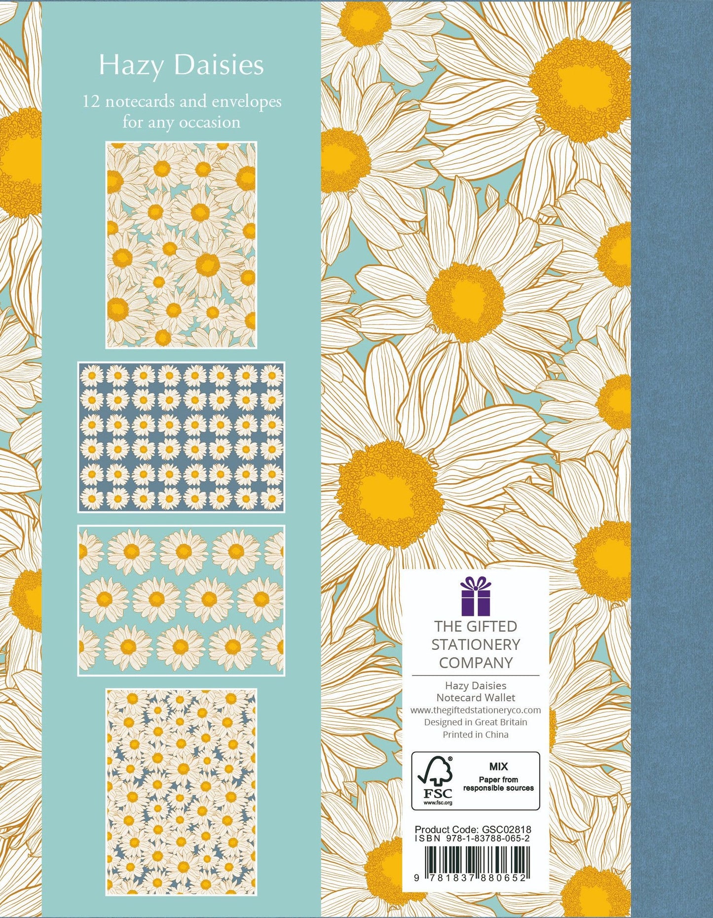 Gifted Stationery Hazy Daisies 12 Notecards & Envelopes In Wallet